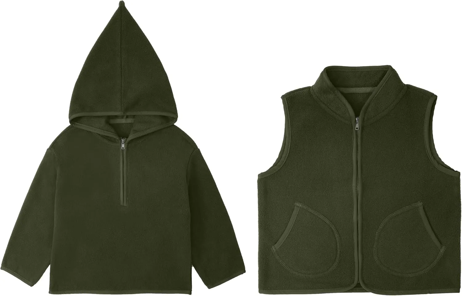 Kids Boys & Girls Two-Piece-Set Soft Fleece Hoodie with long sleeves and Vest