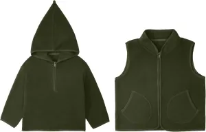 Kids Boys & Girls Two-Piece-Set Soft Fleece Hoodie with long sleeves and Vest