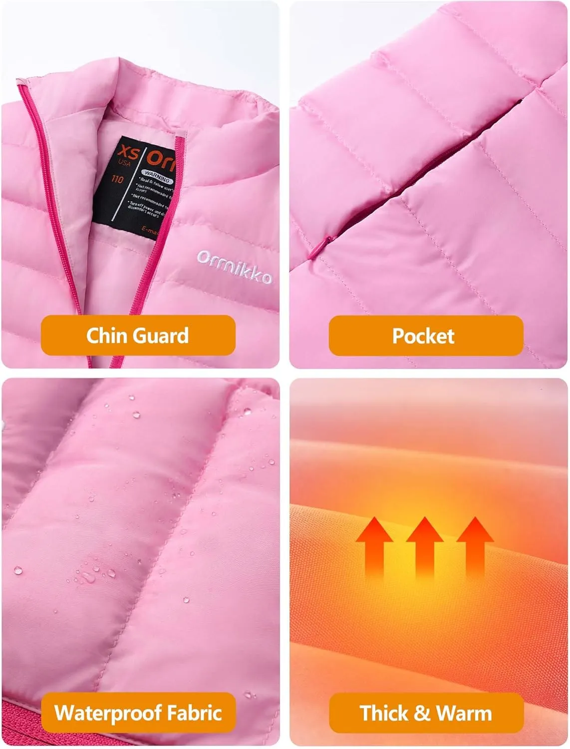 Kids Heated Vest with Battery Pack - 7.4V Rechargeable Lightweight Heated Vest, Boys Girls Electric Heated Coat
