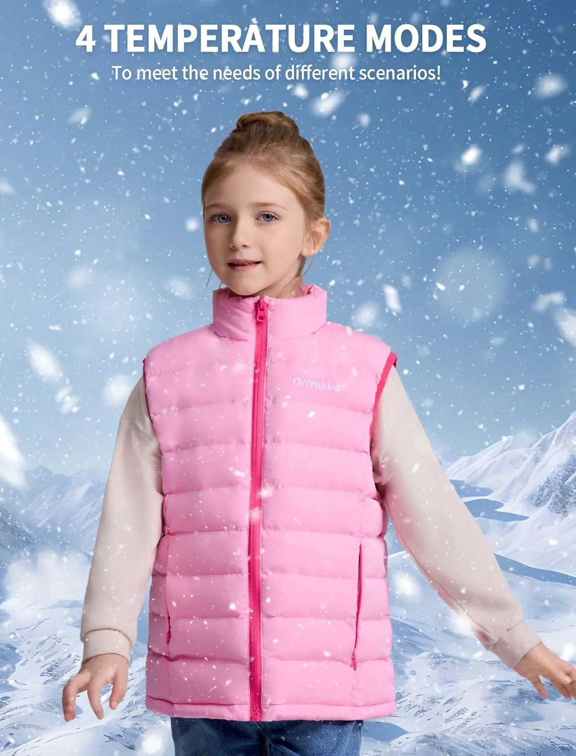 Kids Heated Vest with Battery Pack - 7.4V Rechargeable Lightweight Heated Vest, Boys Girls Electric Heated Coat