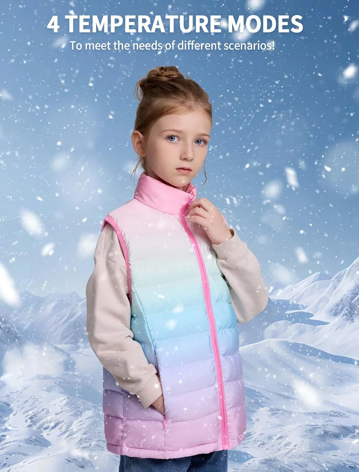 Kids Heated Vest with Battery Pack - 7.4V Rechargeable Lightweight Heated Vest, Boys Girls Electric Heated Coat