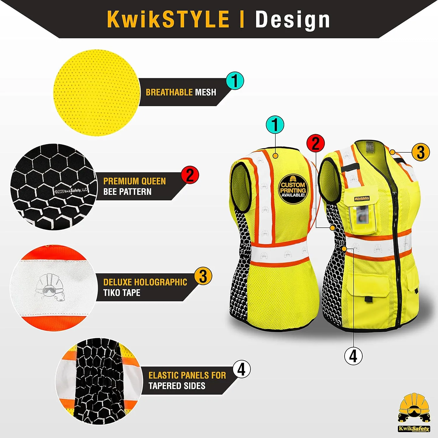 KwikSafety - Charlotte, NC - FIRST LADY Safety Vest for Women, High Visibility Reflective Strips, Meets ANSI & OSHA