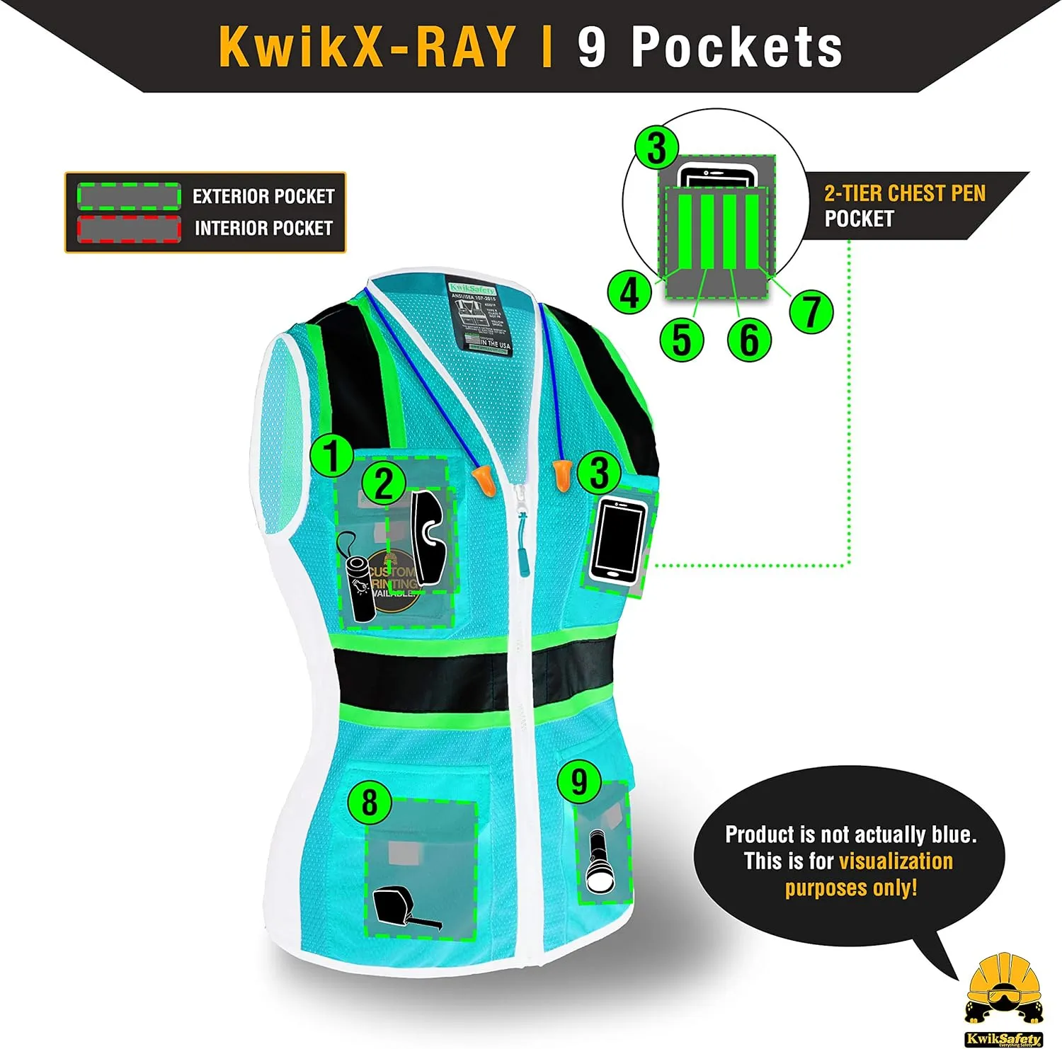 KwikSafety - Charlotte, NC - FIRST LADY Safety Vest for Women, High Visibility Reflective Strips, Meets ANSI & OSHA