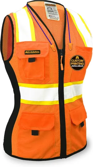 KwikSafety - Charlotte, NC - FIRST LADY Safety Vest for Women, High Visibility Reflective Strips, Meets ANSI & OSHA