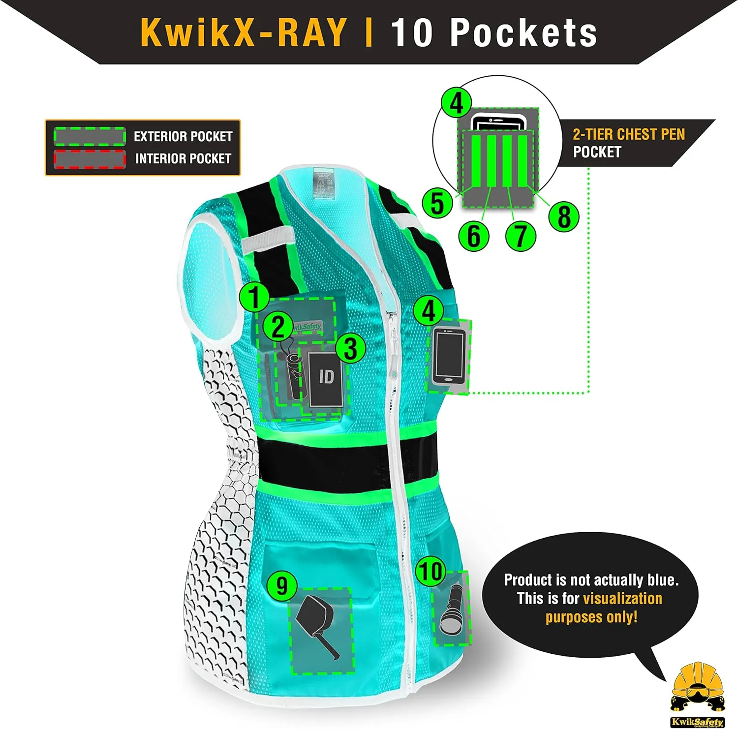 KwikSafety - Charlotte, NC - FIRST LADY Safety Vest for Women, High Visibility Reflective Strips, Meets ANSI & OSHA