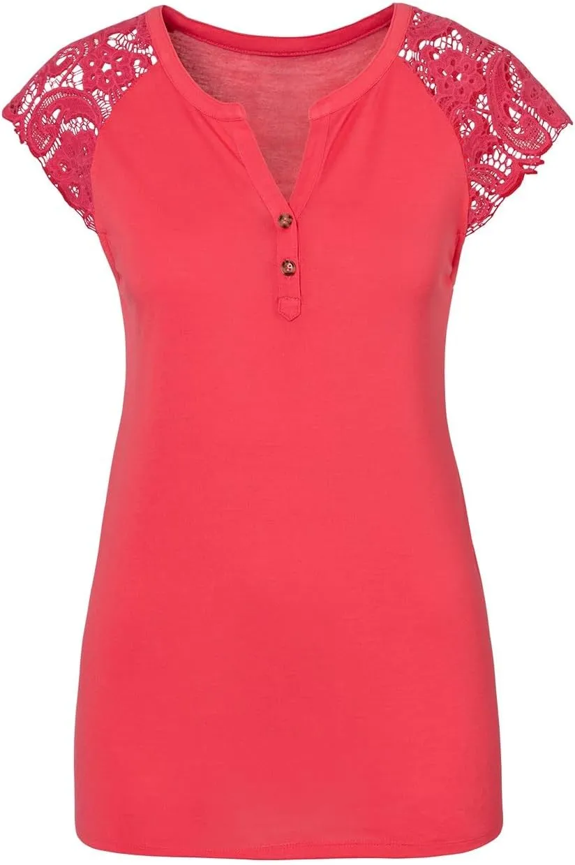 LASCANA Women's Lace Detail Top