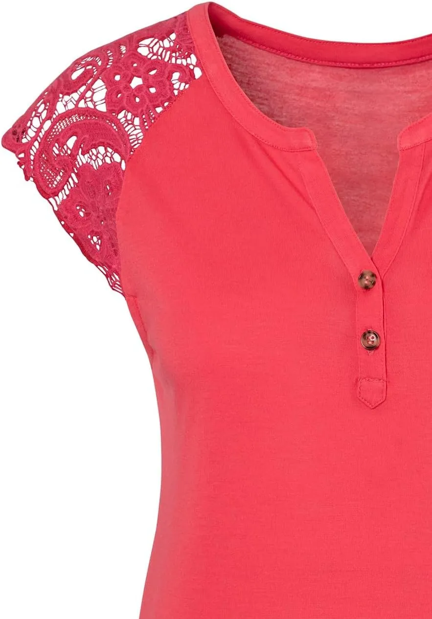 LASCANA Women's Lace Detail Top