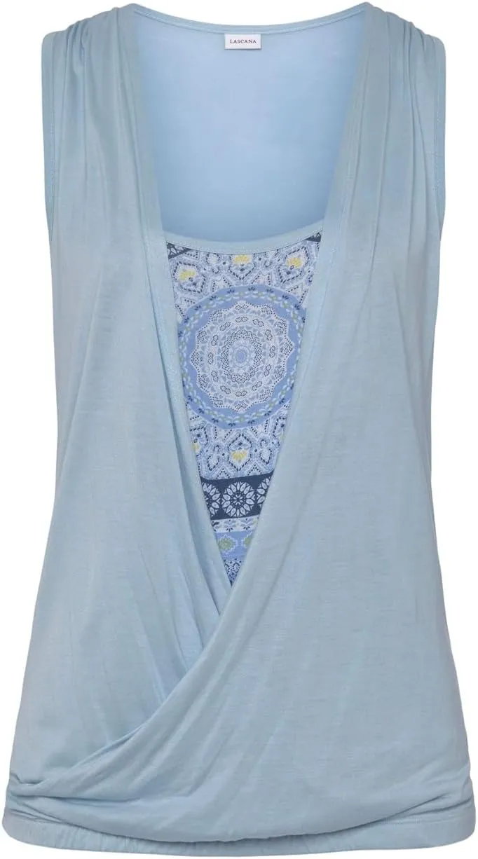 LASCANA Women's Sleeveless Wrap Look Top