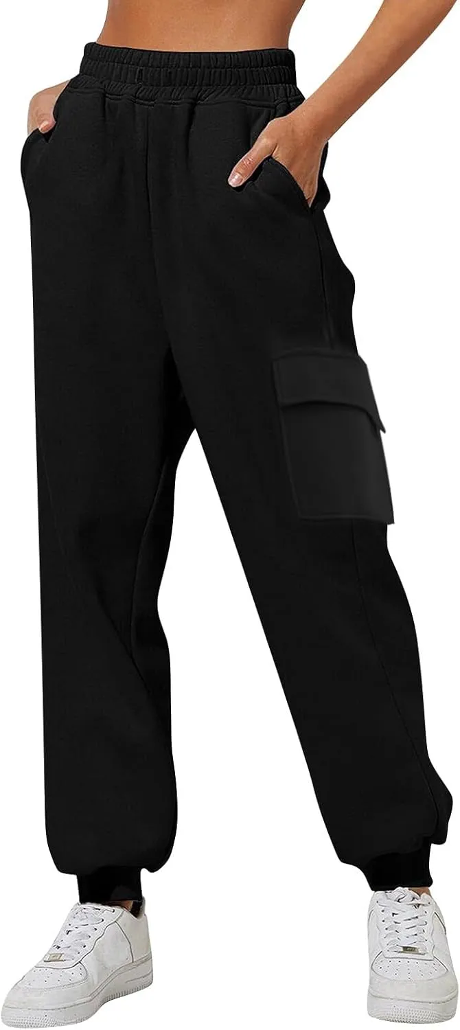 LCMTWX Oversized Fleece Joggers Sweatpants Winter Leisure Solid Color Hooded Sweater Pants with High Waisted Casual Sweat