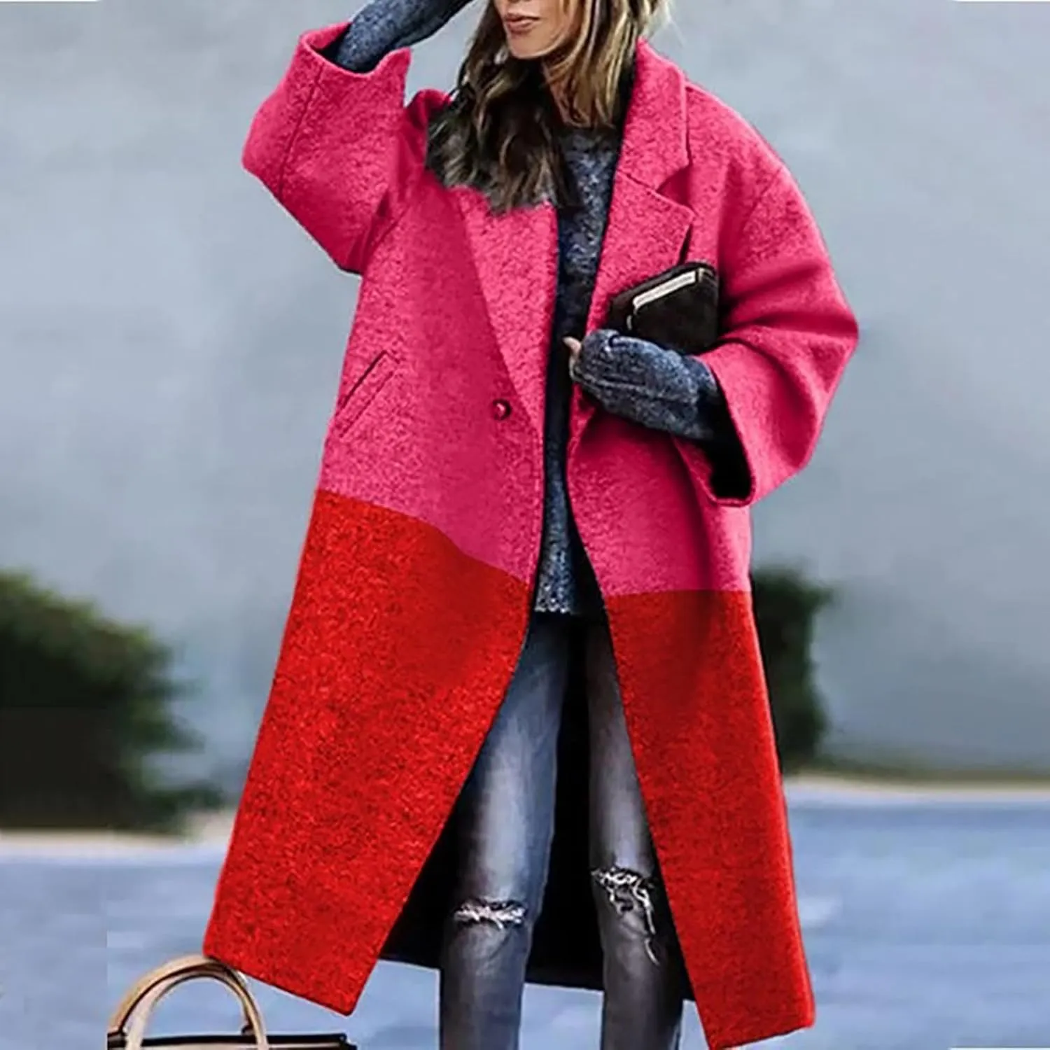 LCMTWX Winter Coats for Women Winter Office Sleeveless Button Woolen Jacket Coat Long Coats for Women Dressy Winter Coat