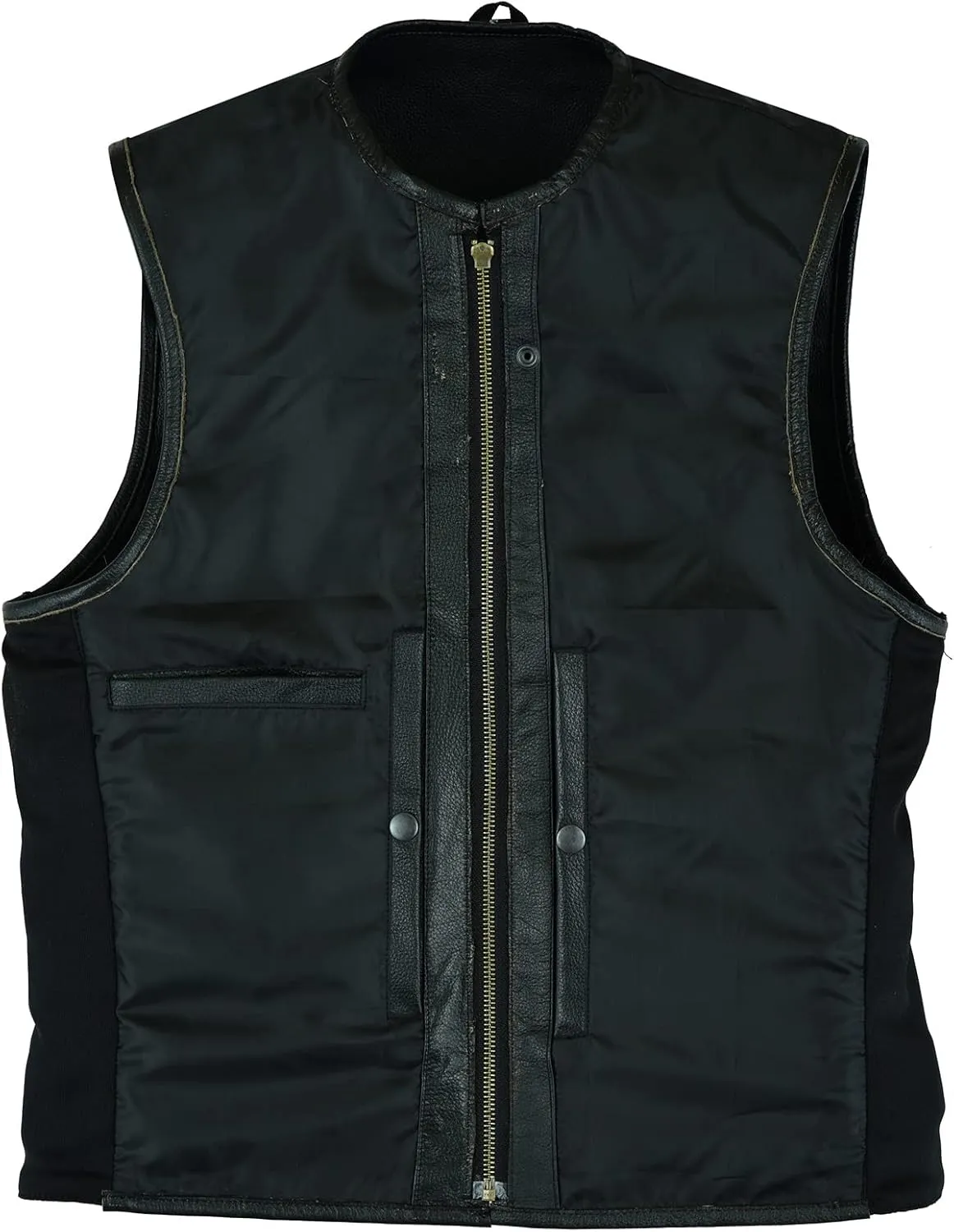 Leatherick Mens Warrior Style Leather Motorcycle Vest for Men with Concealed Carry Pockets