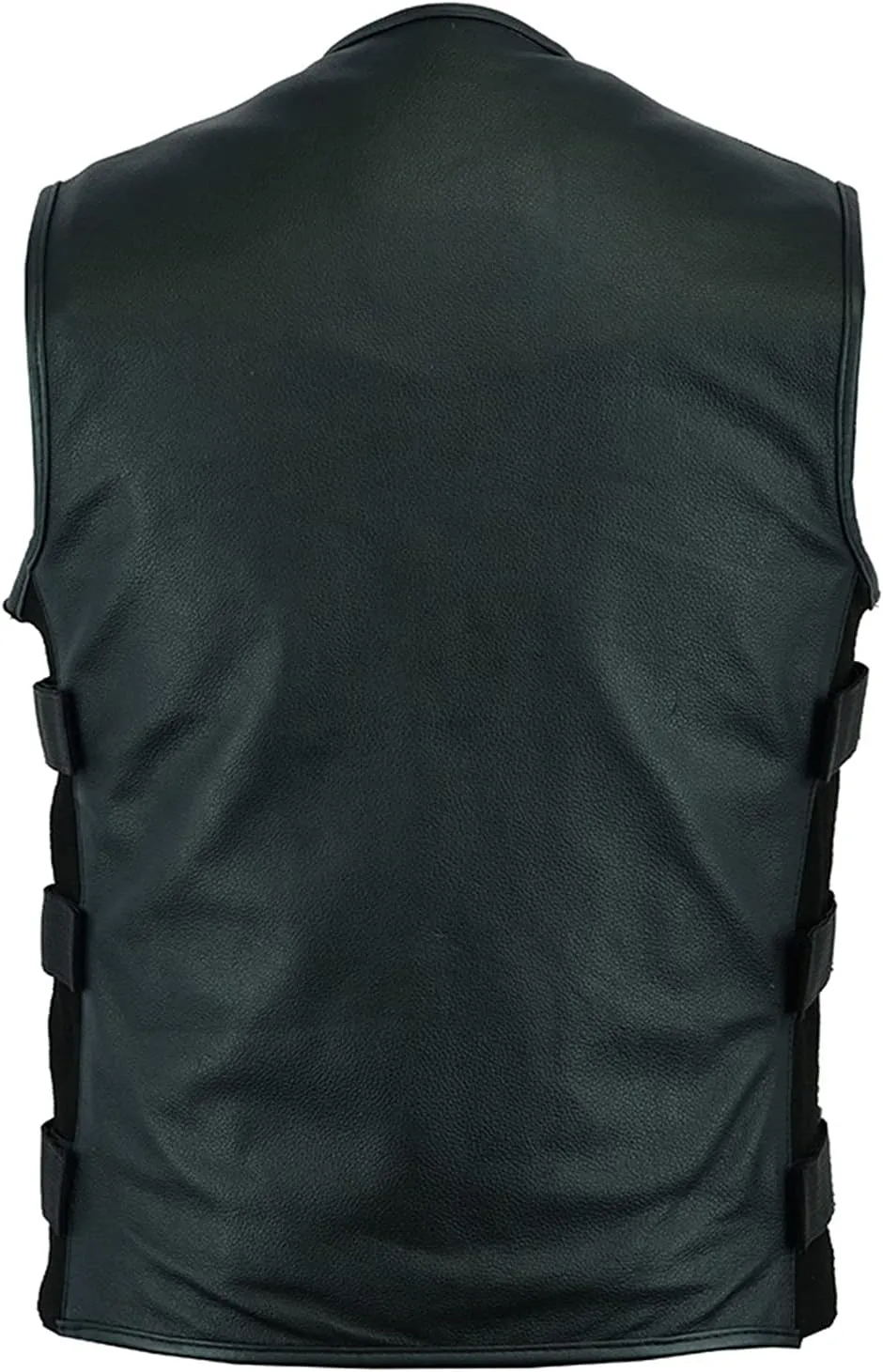 Leatherick Mens Warrior Style Leather Motorcycle Vest for Men with Concealed Carry Pockets