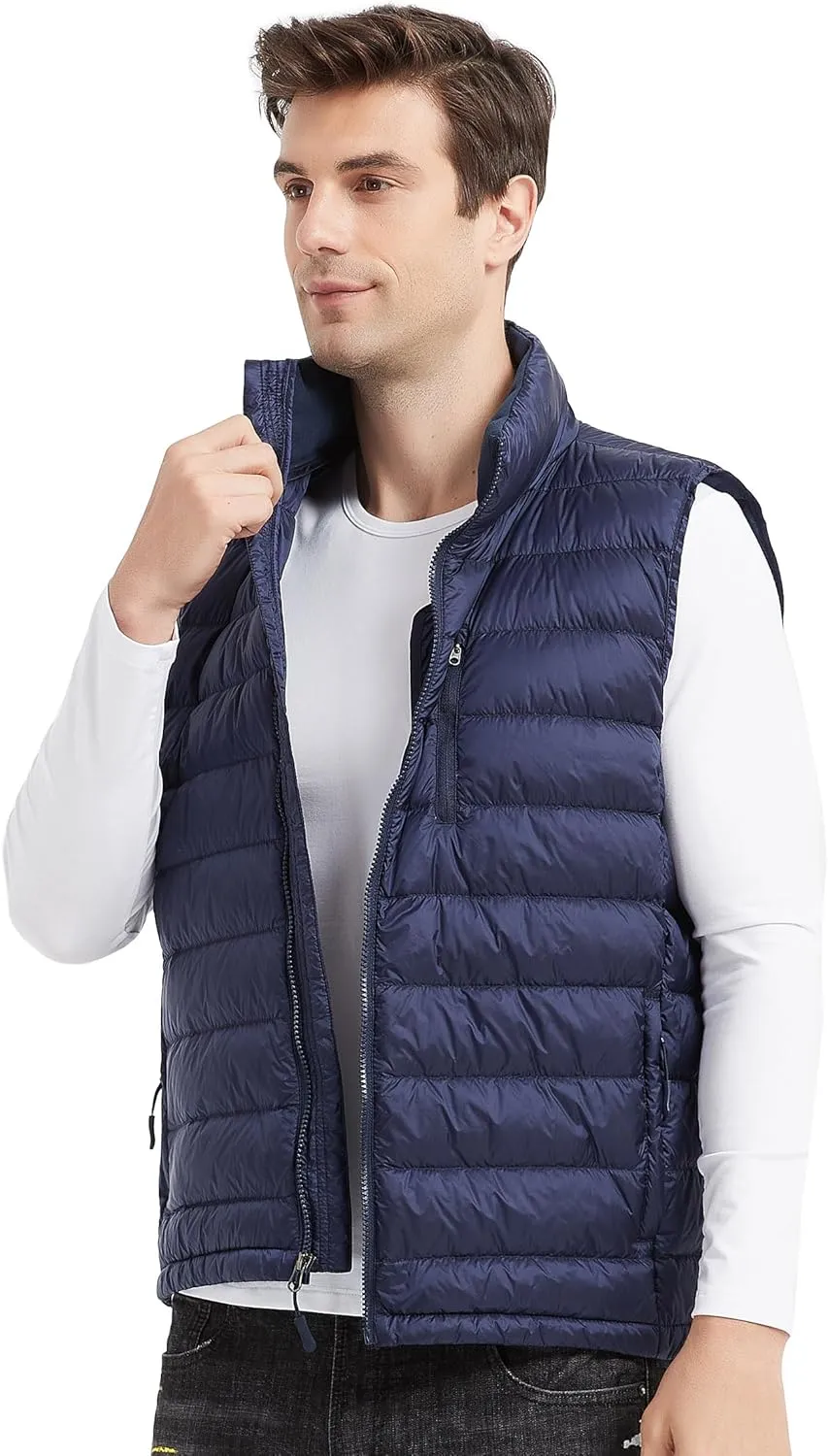 Lesmart Mens Down Vest Lightweight Packable Winter Outdoor Puffer Vest Jacket with Pockets