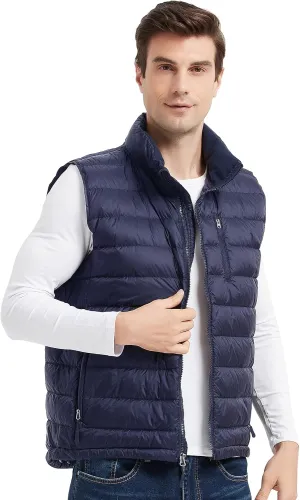 Lesmart Mens Down Vest Lightweight Packable Winter Outdoor Puffer Vest Jacket with Pockets