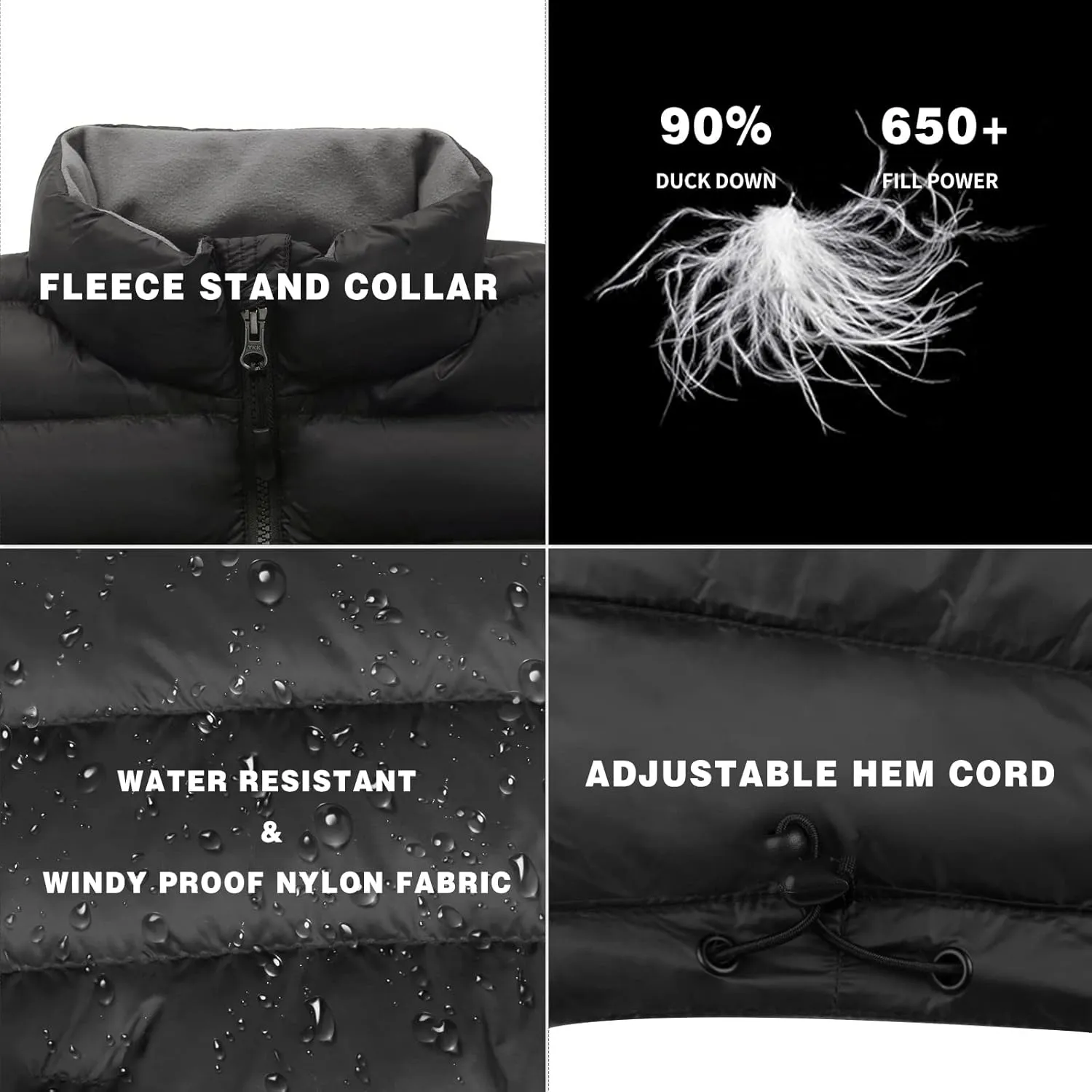Lesmart Mens Down Vest Lightweight Packable Winter Outdoor Puffer Vest Jacket with Pockets