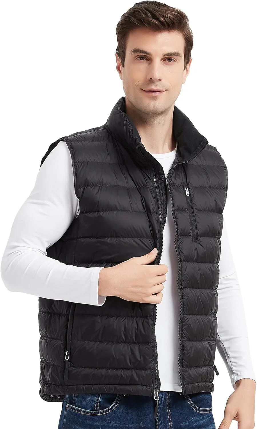 Lesmart Mens Down Vest Lightweight Packable Winter Outdoor Puffer Vest Jacket with Pockets