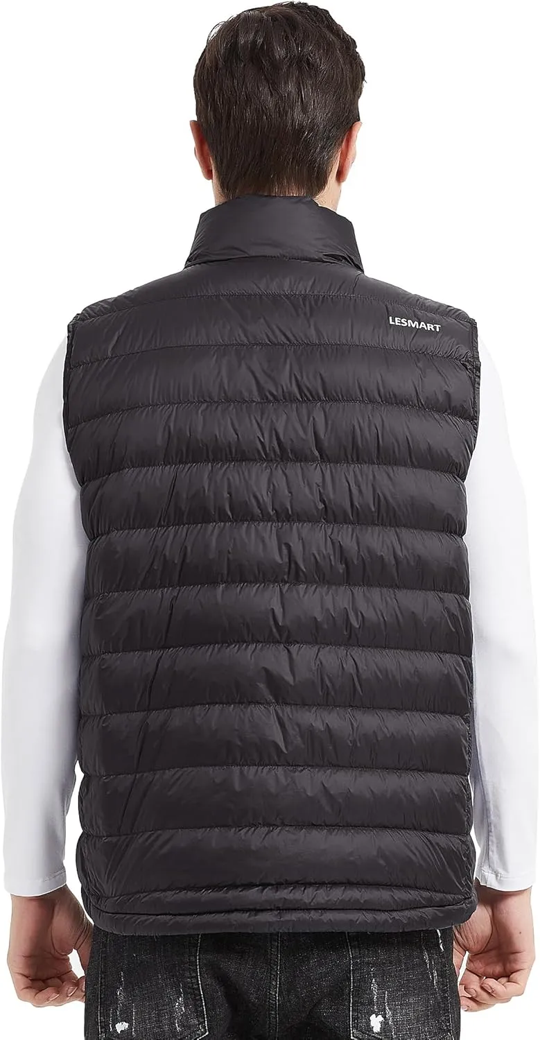 Lesmart Mens Down Vest Lightweight Packable Winter Outdoor Puffer Vest Jacket with Pockets