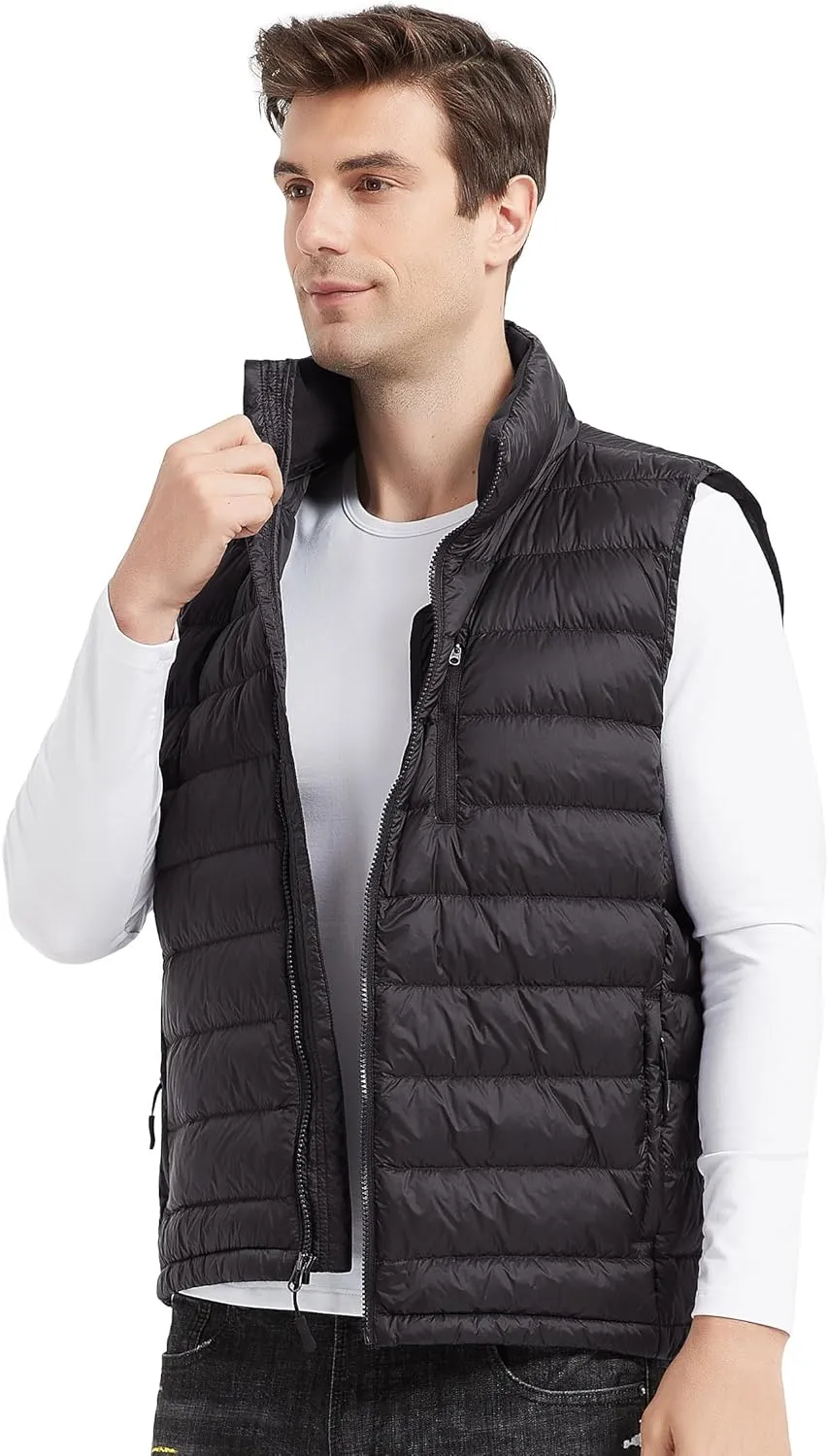 Lesmart Mens Down Vest Lightweight Packable Winter Outdoor Puffer Vest Jacket with Pockets