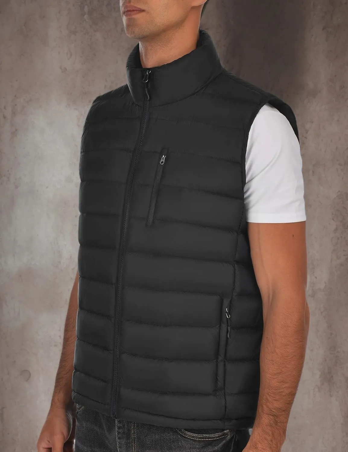 Lesmart Mens Down Vest Lightweight Packable Winter Outdoor Puffer Vest Jacket with Pockets
