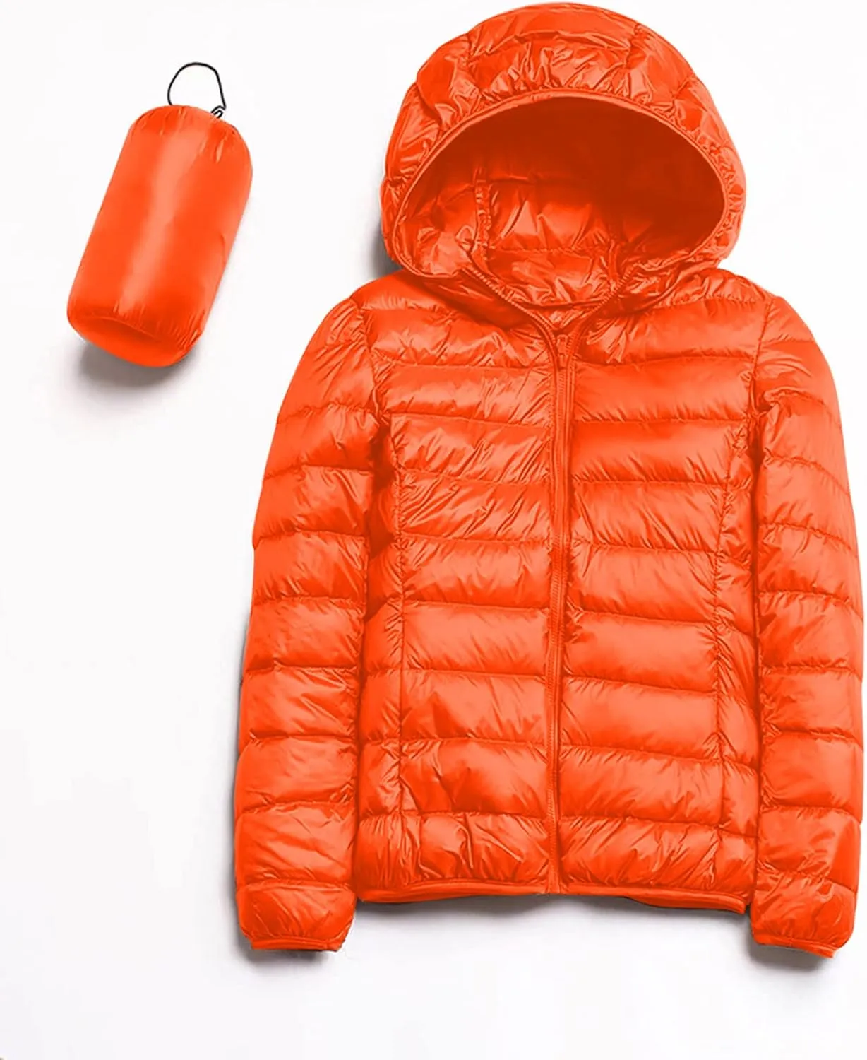 Lightweight Packable Hooded Puffer Jacket Womens Quilted Winter Down Coat Full-Zip Ski Jacket Coat Trech Coat Pea Coats
