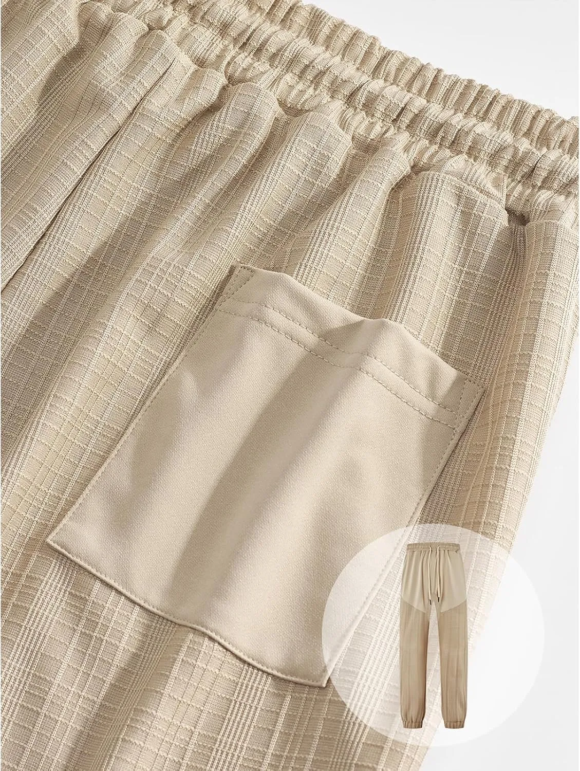 Linen Pants Men Casual Loose Joggers Athletic Sweatpants Elastic Drawstring Waist Pants Lightweight Breathable Trousers