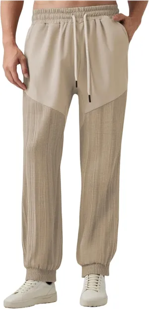 Linen Pants Men Casual Loose Joggers Athletic Sweatpants Elastic Drawstring Waist Pants Lightweight Breathable Trousers