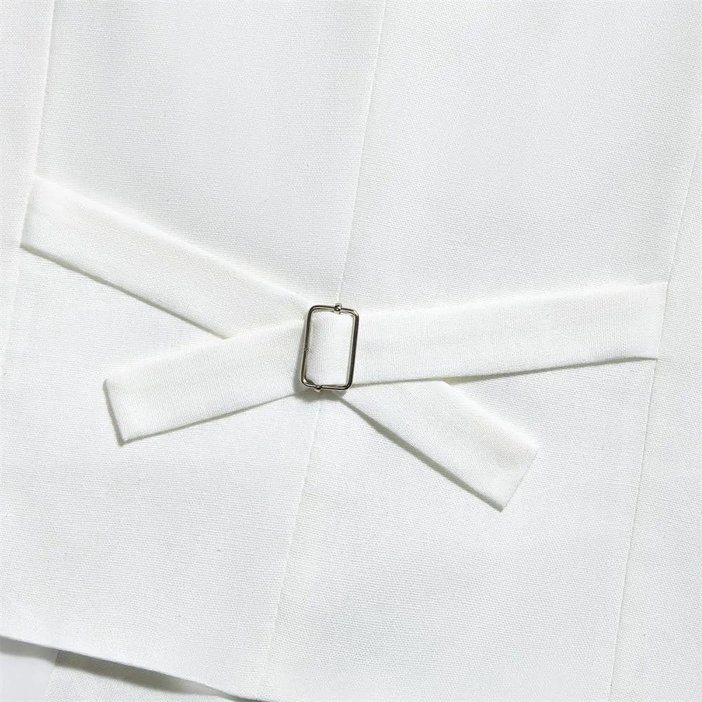 Linen Women Suits 2 Pcs Summer Waistcoat Vest and Pants Outfits Wedding Tuxedos Party Wear Suits
