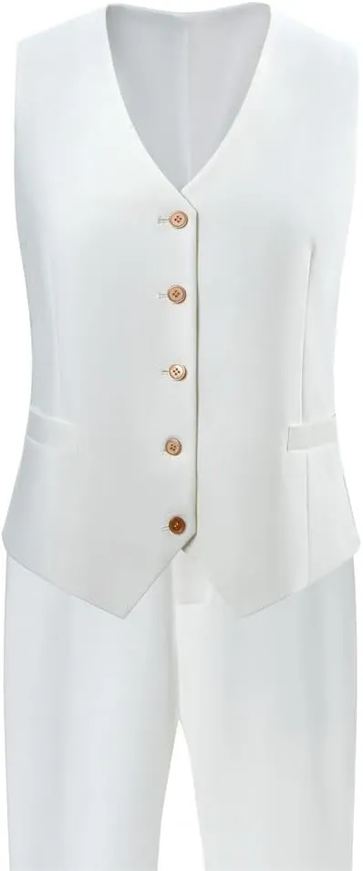 Linen Women Suits 2 Pcs Summer Waistcoat Vest and Pants Outfits Wedding Tuxedos Party Wear Suits
