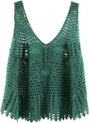LIXINGHEITANG Knit Vest Ladies Sling Short Top Woman Crocheted Female Sleeveless Camis Camisole