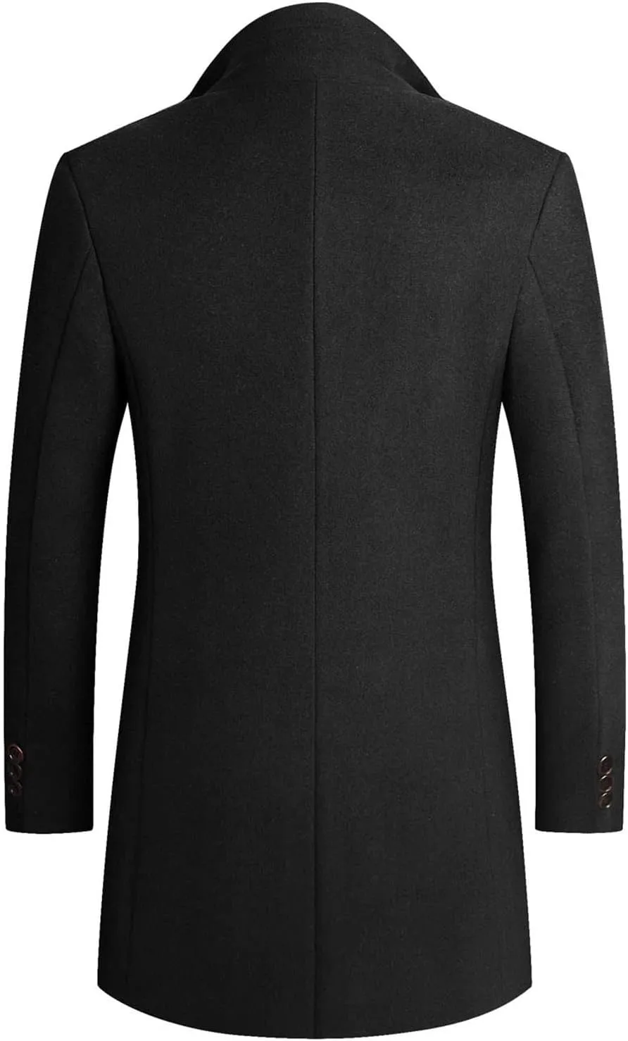 long coat men Lengthened Prom Formal Jacket Suit Long Sleeved Stand-collar Trench Fit Banquet Mid Long Peacoat Coats