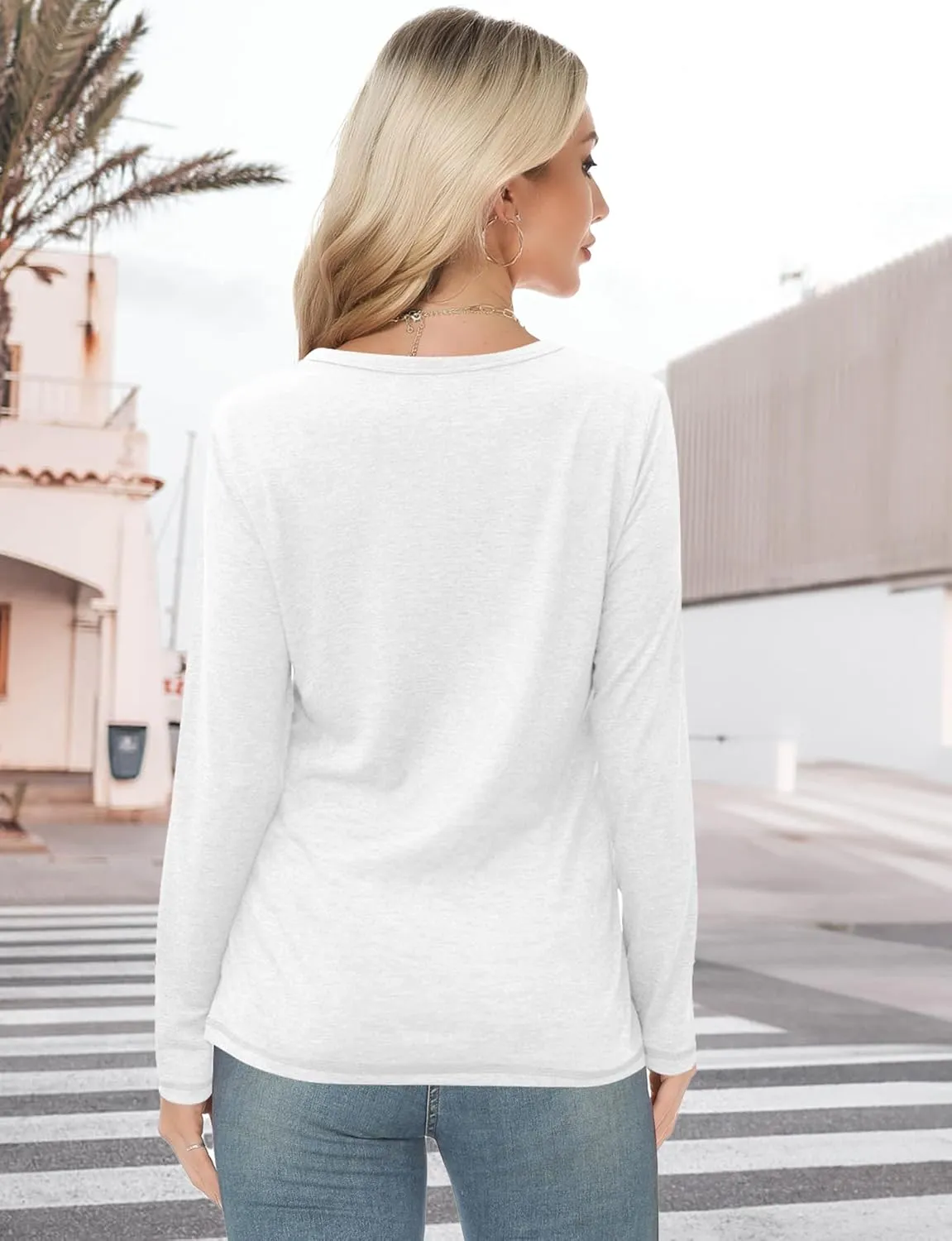 Long Sleeve Shirts for Women Crew Neck Basic Tee Fashion Womens Tops