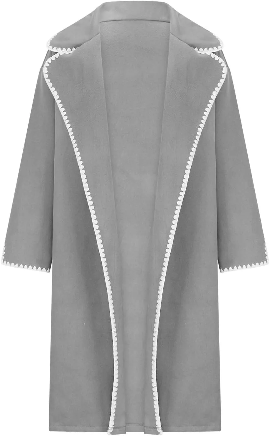 Long Trench Coats for Women Casual Winter Notched Lapel Open Front Pea Coat Wool Blend Comfy Over Coats With Pockets