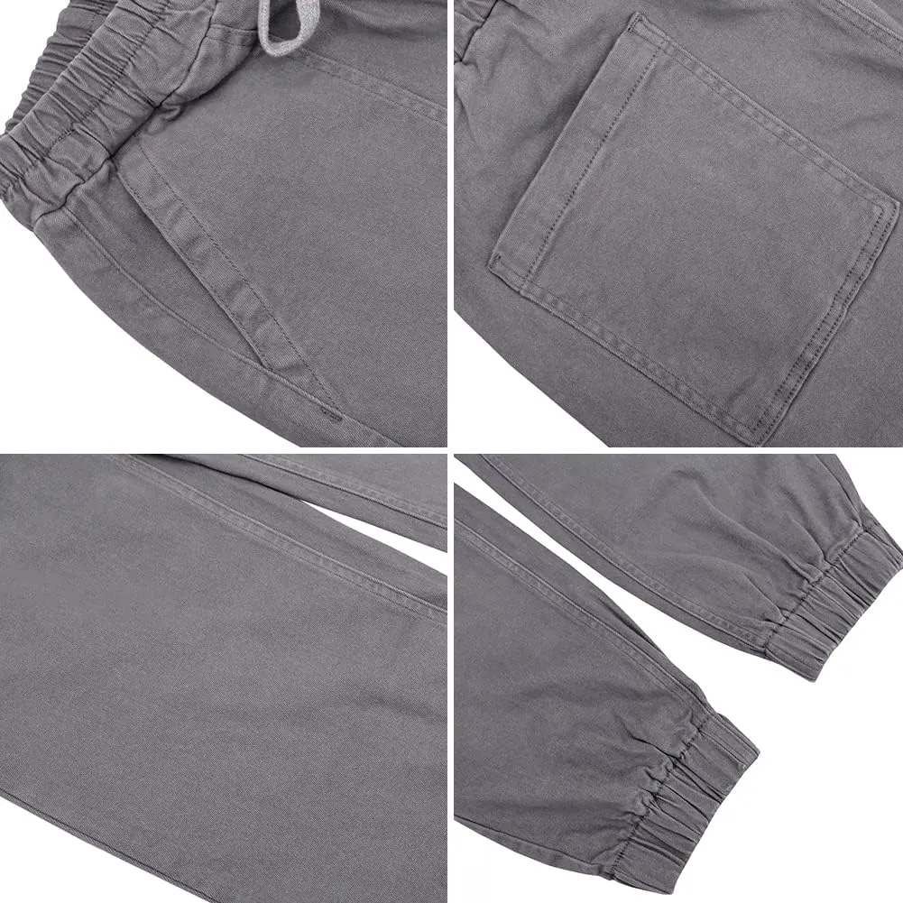 LONGYIDA Denim Joggers for Women High Waisted Stretch Drawstring Elastic Waist Casual Jean Joggers Loose Denim Pants