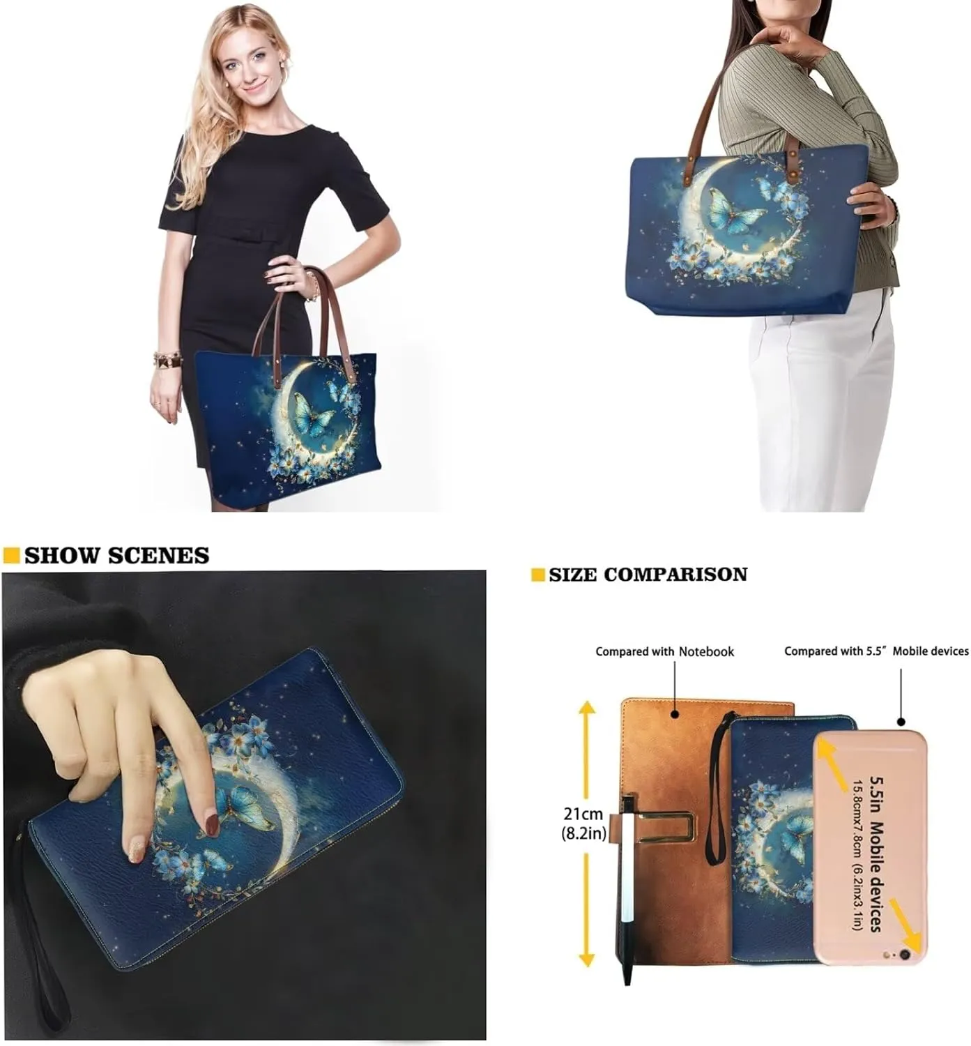 Lotusorchid Tote Top Handle Purse Set for Women, Large Top Handle Shoulder Handbag with Leather Wallet