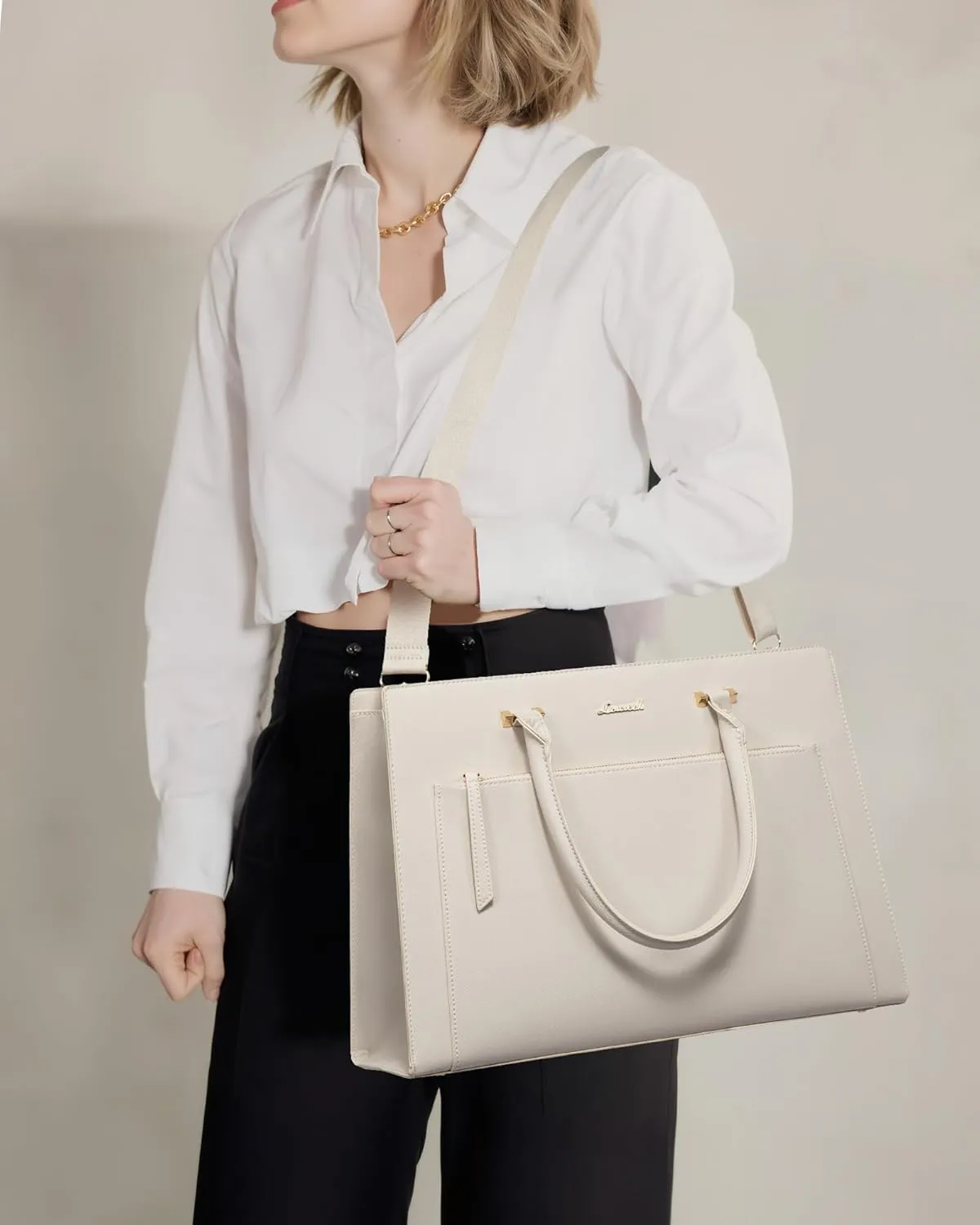 LOVEVOOK Laptop Bag for Women 15.6 Inch Tote Work Bag Leather Computer Briefcase Waterproof Business Teacher Office Handbag