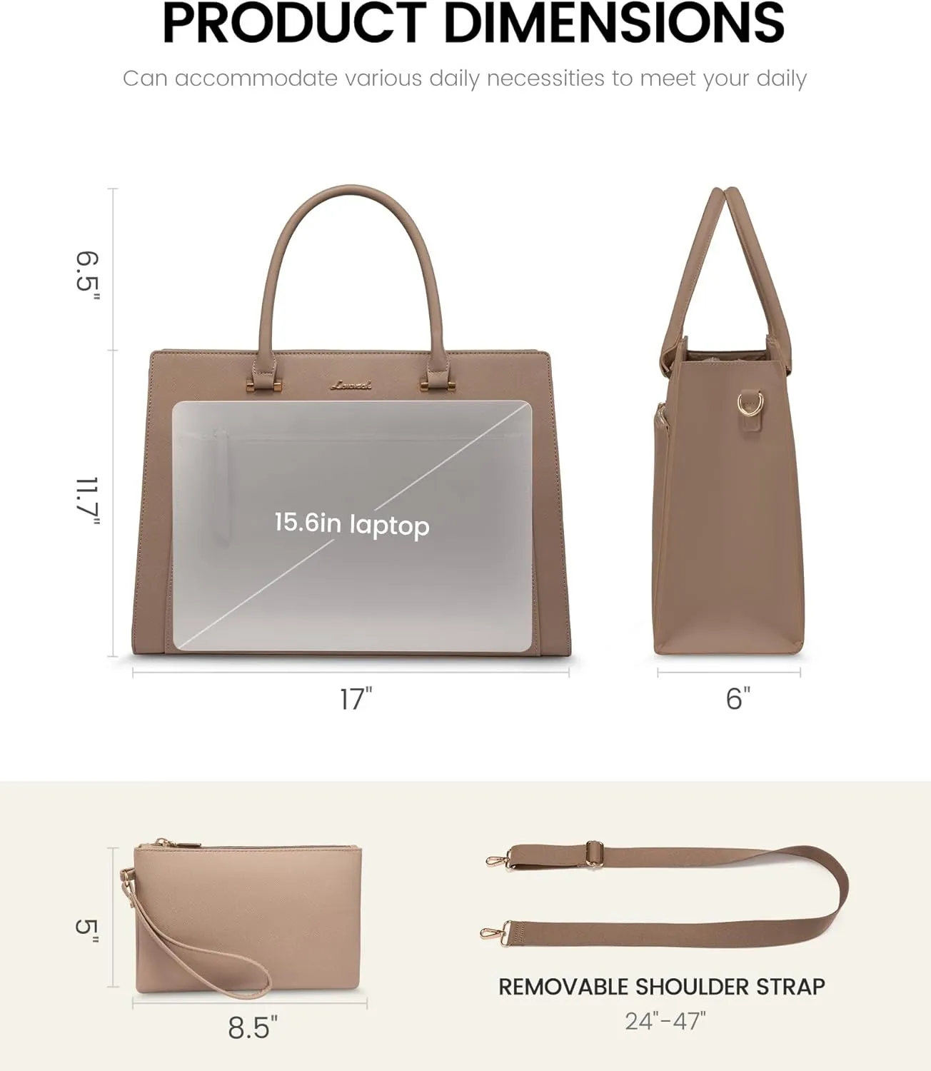 LOVEVOOK Laptop Bag for Women 15.6 Inch Tote Work Bag Leather Computer Briefcase Waterproof Business Teacher Office Handbag