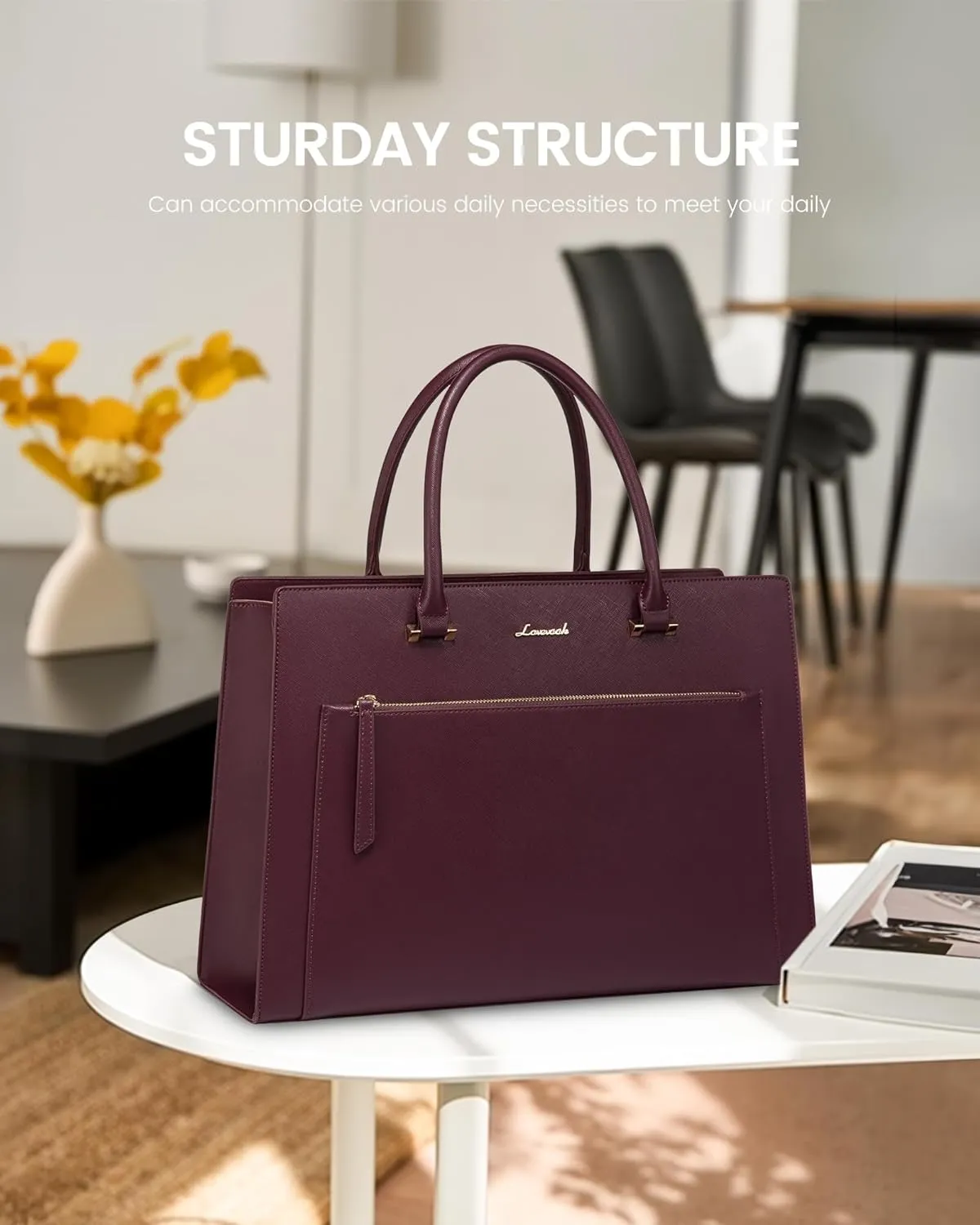LOVEVOOK Laptop Bag for Women 15.6 Inch Tote Work Bag Leather Computer Briefcase Waterproof Business Teacher Office Handbag