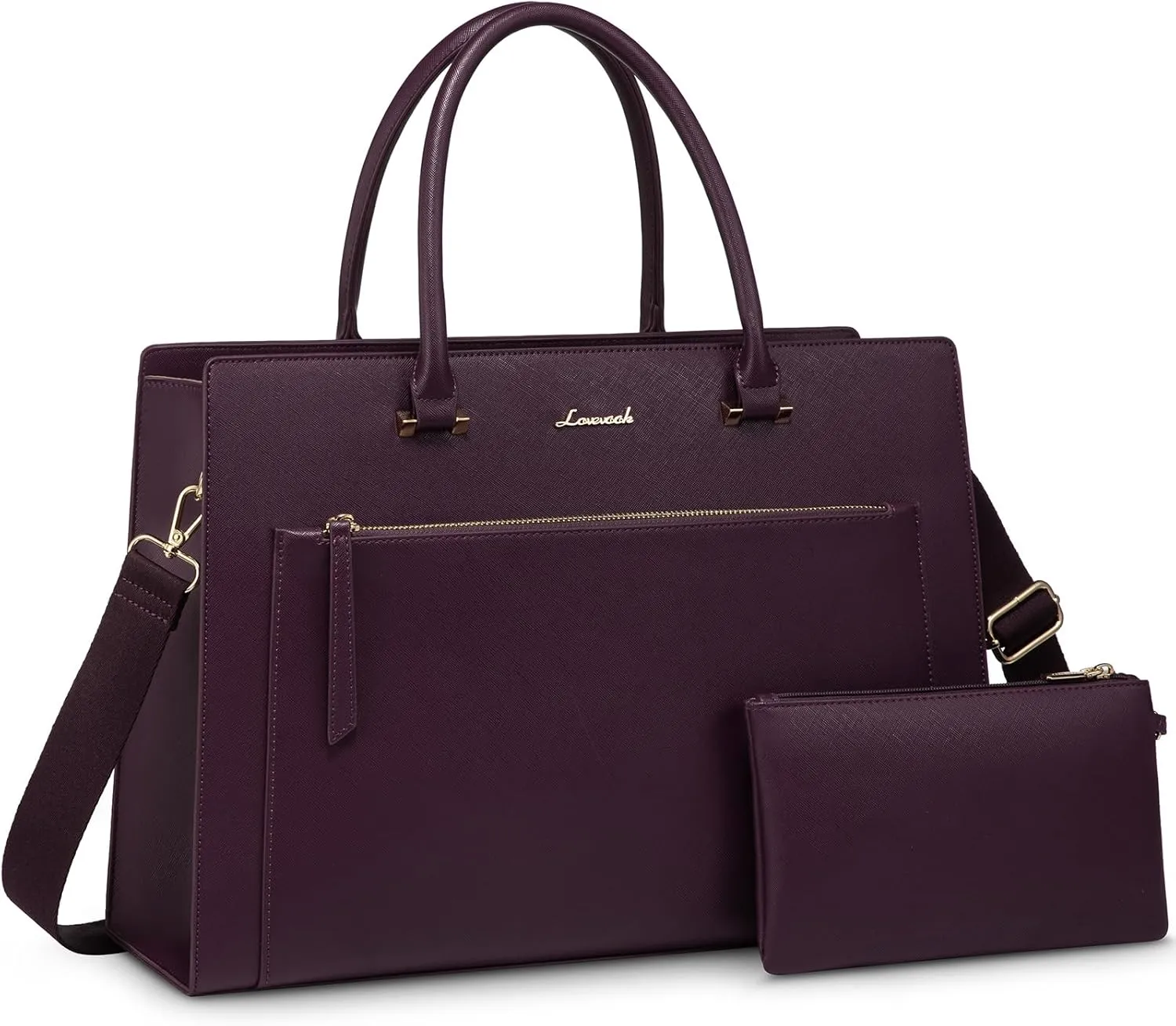 LOVEVOOK Laptop Bag for Women 15.6 Inch Tote Work Bag Leather Computer Briefcase Waterproof Business Teacher Office Handbag