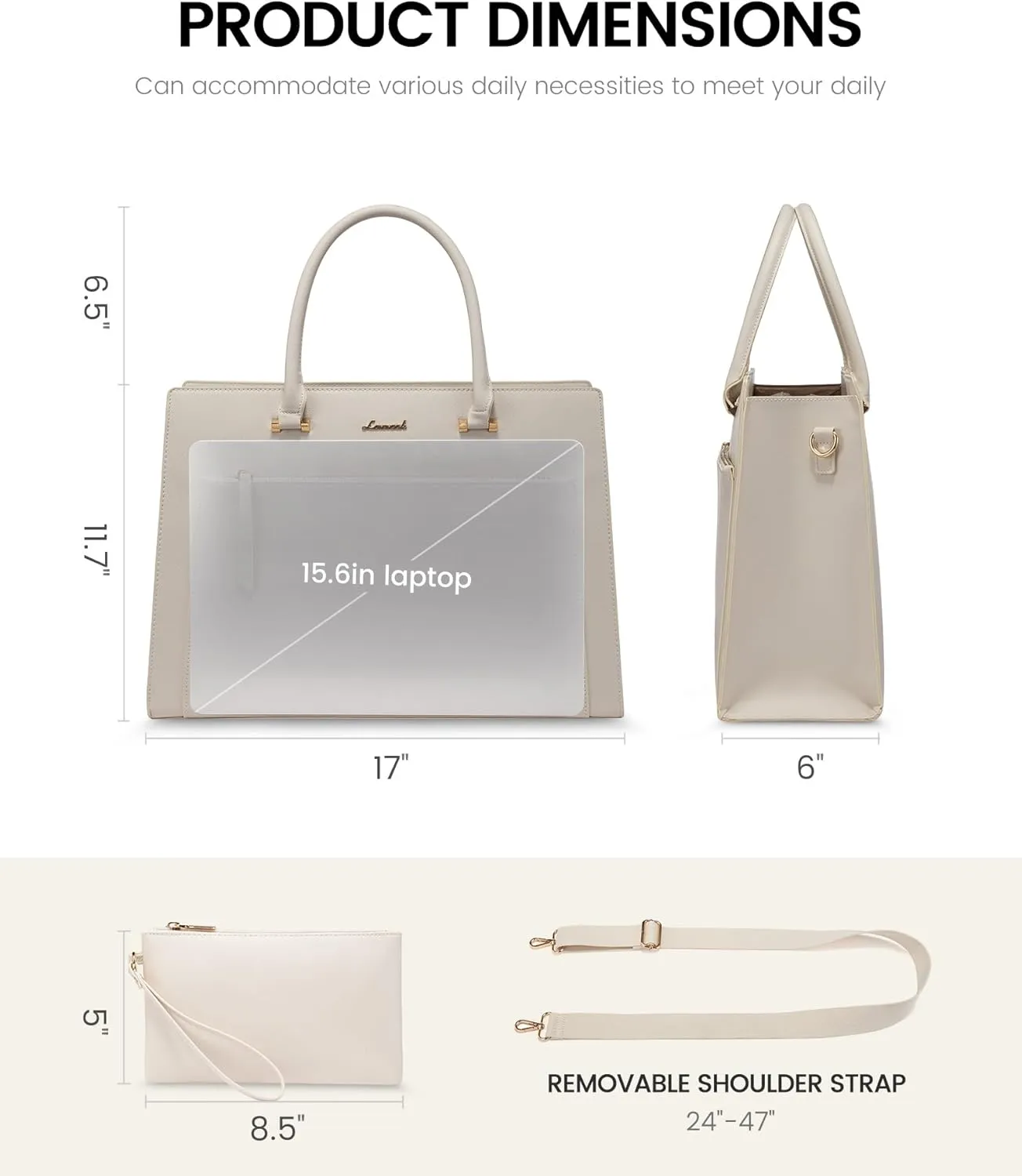 LOVEVOOK Laptop Bag for Women 15.6 Inch Tote Work Bag Leather Computer Briefcase Waterproof Business Teacher Office Handbag