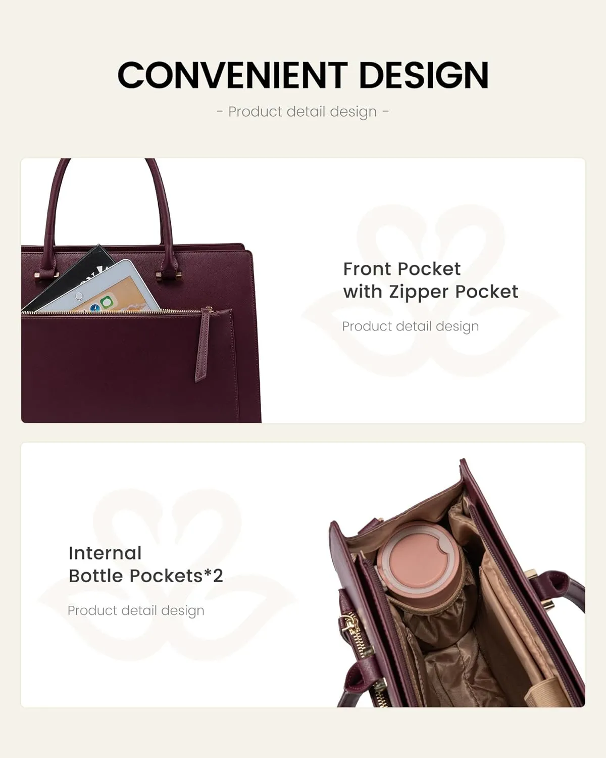 LOVEVOOK Laptop Bag for Women 15.6 Inch Tote Work Bag Leather Computer Briefcase Waterproof Business Teacher Office Handbag