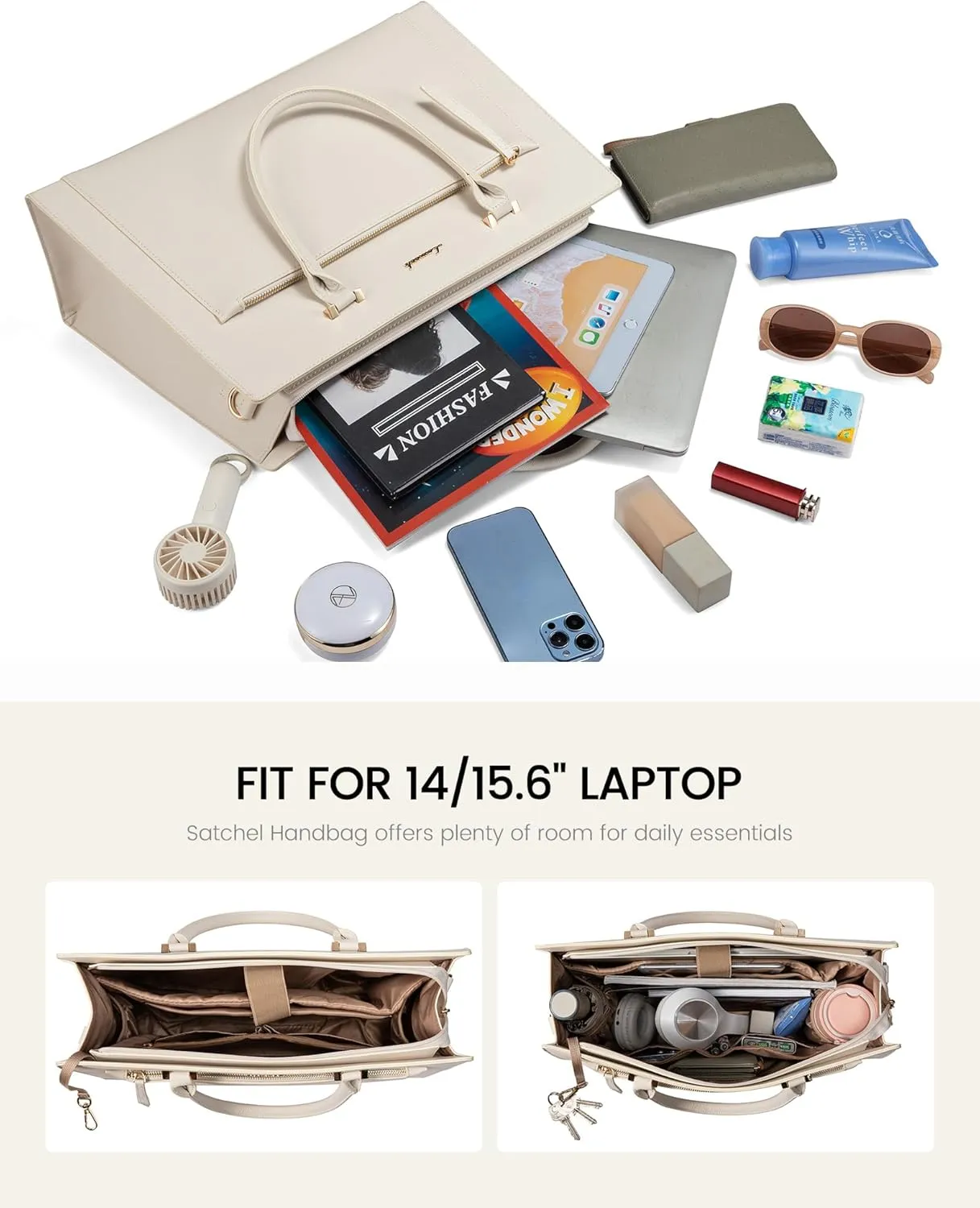 LOVEVOOK Laptop Bag for Women 15.6 Inch Tote Work Bag Leather Computer Briefcase Waterproof Business Teacher Office Handbag