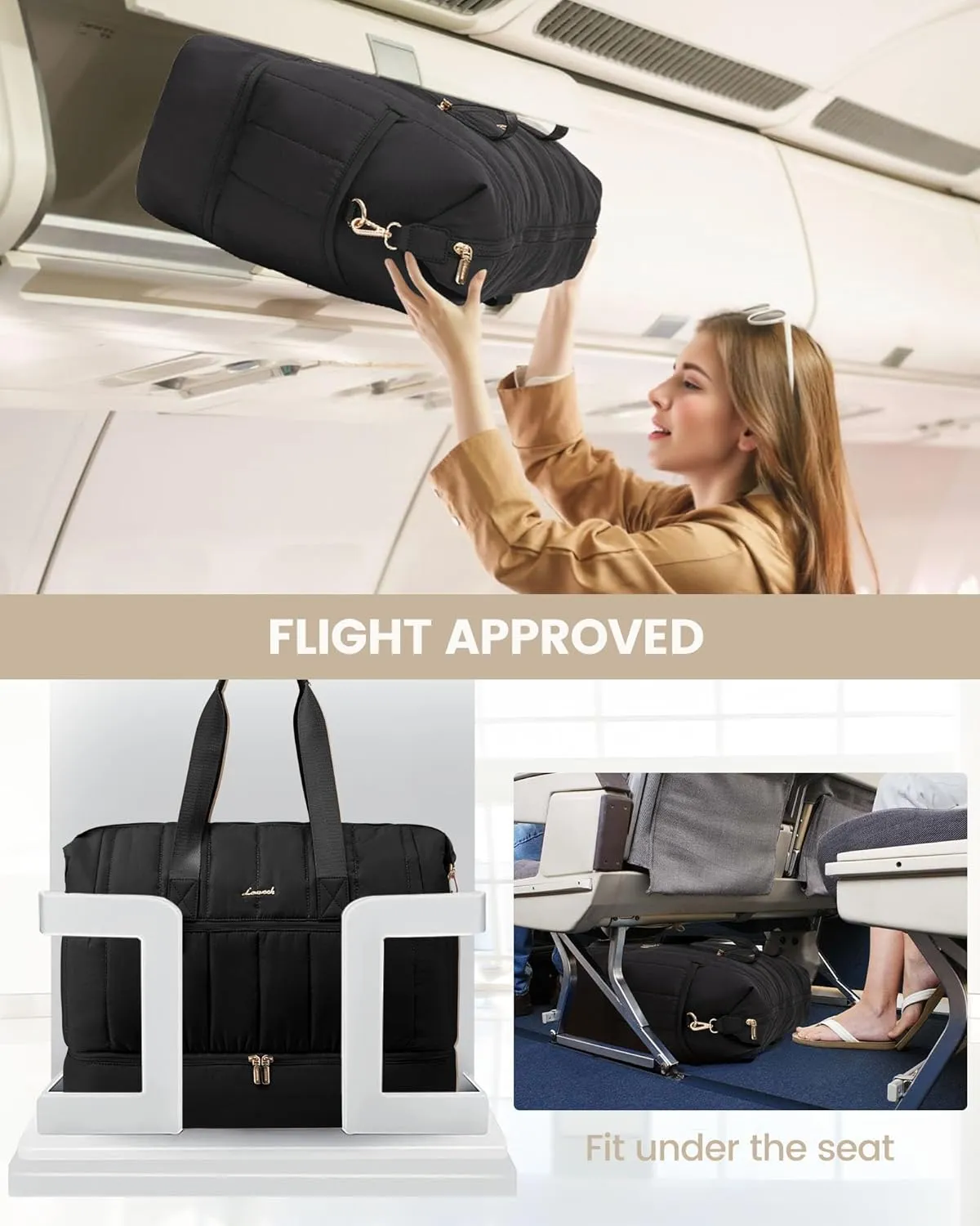 LOVEVOOK Travel Duffle Bag,Puffer Weekender Bags For Women with Shoe Compartment,42L Carry On Duffel Overnight Bags For Airplanes,Hospital Bag for Labor and Delivery,3Pcs Set