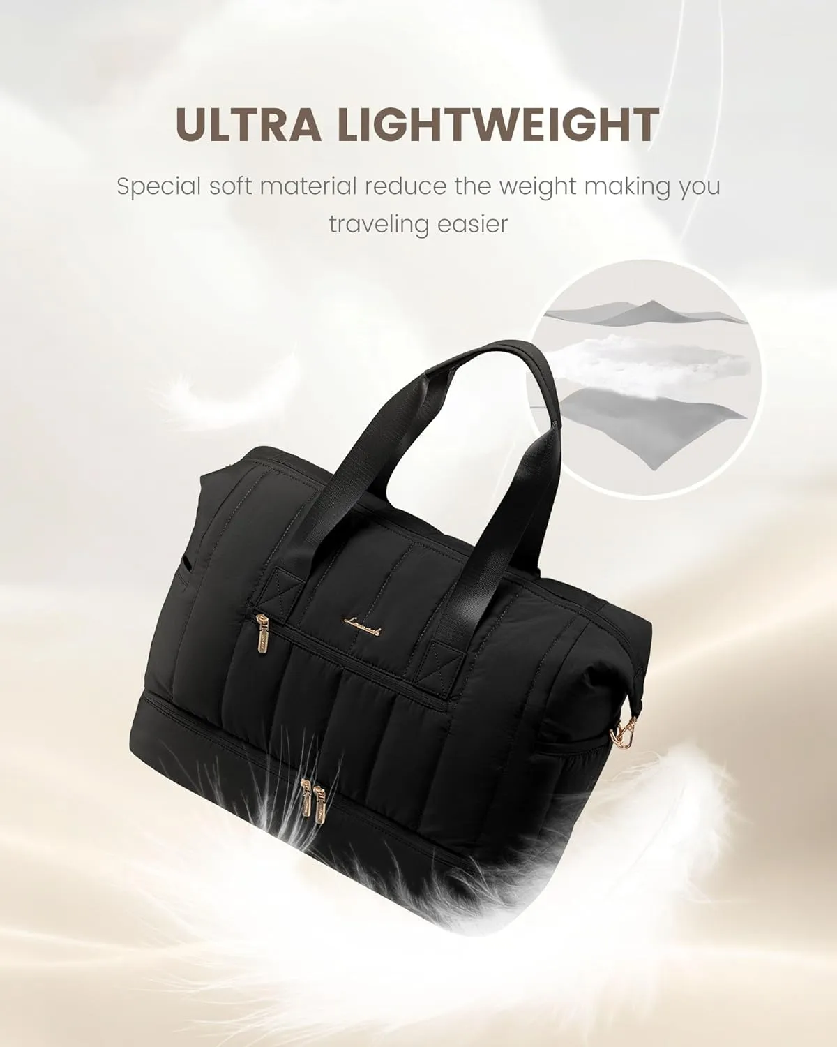 LOVEVOOK Travel Duffle Bag,Puffer Weekender Bags For Women with Shoe Compartment,42L Carry On Duffel Overnight Bags For Airplanes,Hospital Bag for Labor and Delivery,3Pcs Set