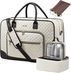 LOVEVOOK Weekender Bag for Women, Large Travel Duffle with Toiletry Shoes Bag, Carry on Overnight with Laptop Compartment for Airplane Business Trips Wet Pocket 4Pcs Set