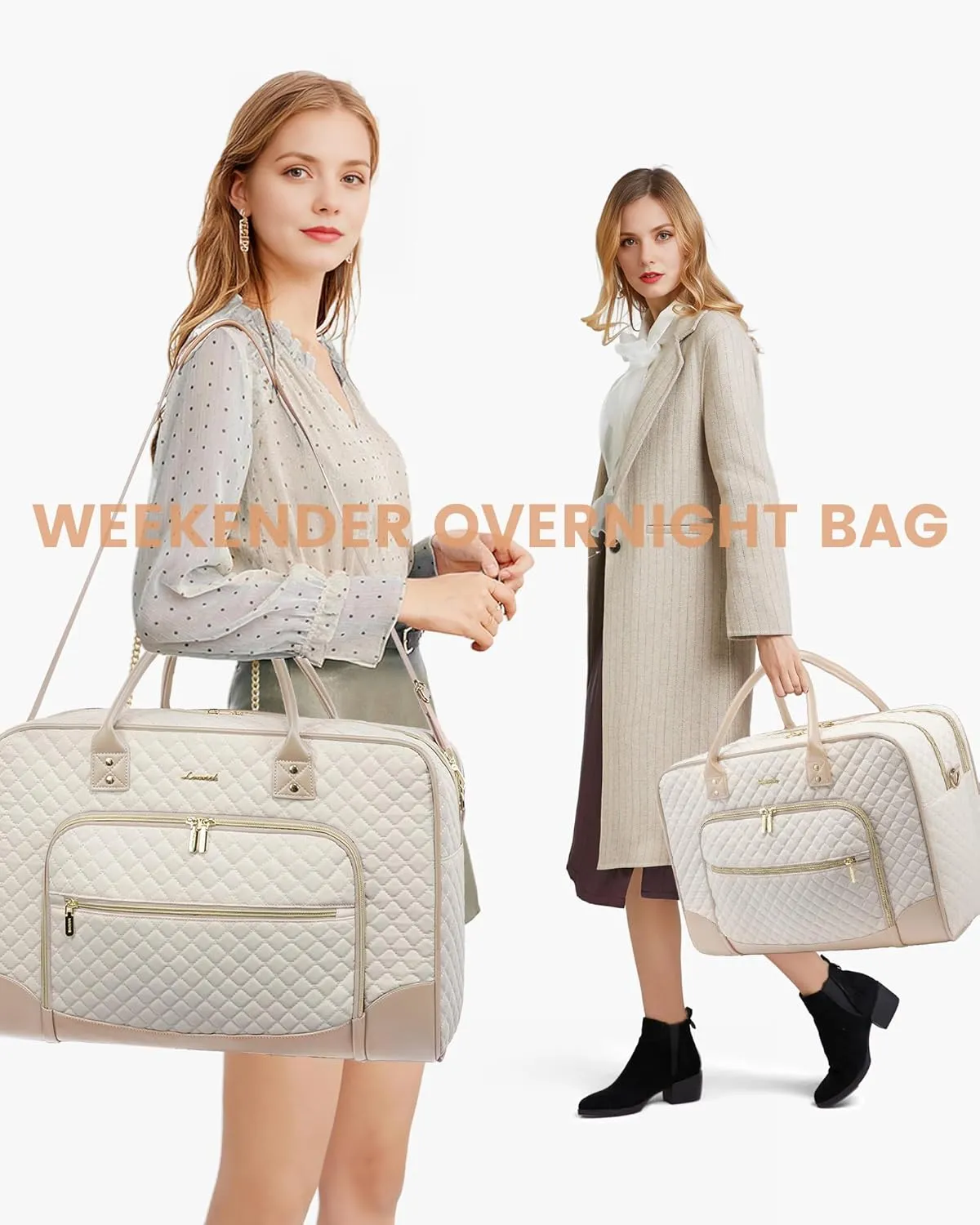 LOVEVOOK Weekender Bag for Women with Laptop Compartment, Quilted Carry on Bags for airplanes with Shoe Bag, Travel Duffel Tote Bags with Toiletry Bag, Hospital Bags with Wet Pocket Shoe Bag