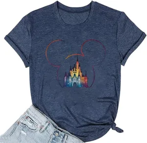 Magical Shirt for Women Magic Kingdom Tshirt Castle Graphic Tee Family Vacation Short Sleeve Tops Summer Casual Tops