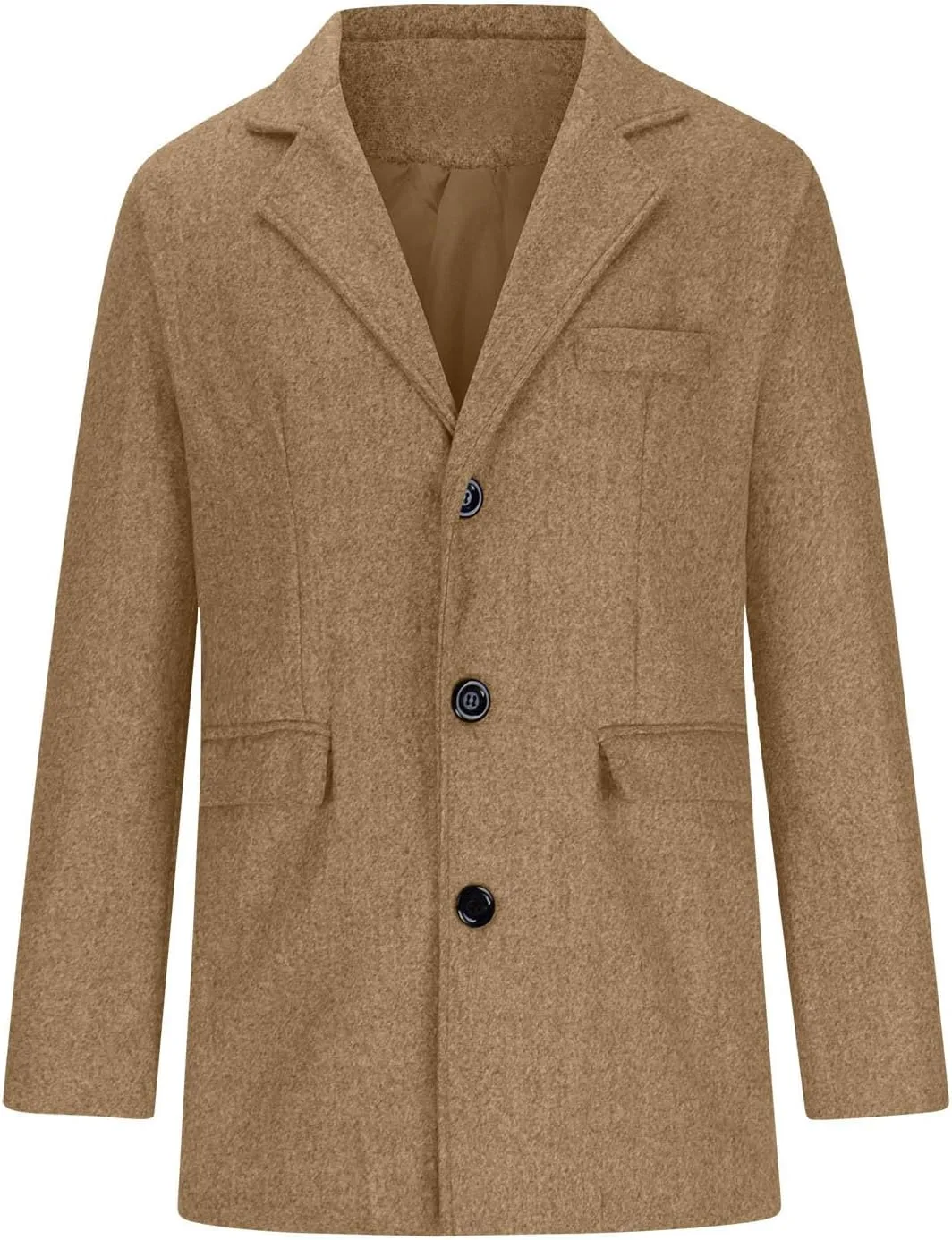 Man's Single Breasted Trench Coat Oversized Casual windbreaker Lapel Long Jacket Overcoat Long Sleeve Pea Coats