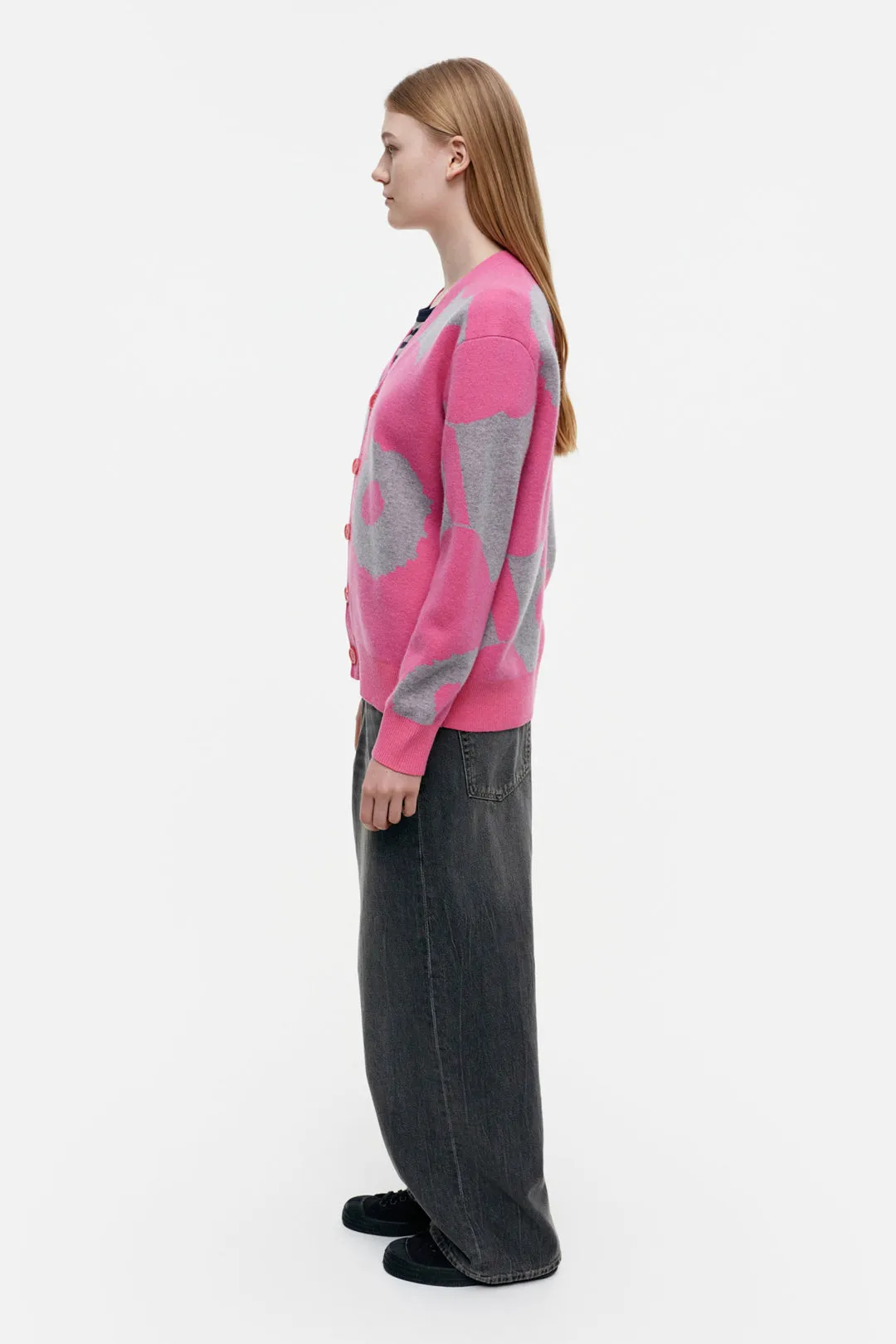 Marimekko Sif Unikko Wool Pink Cardigan