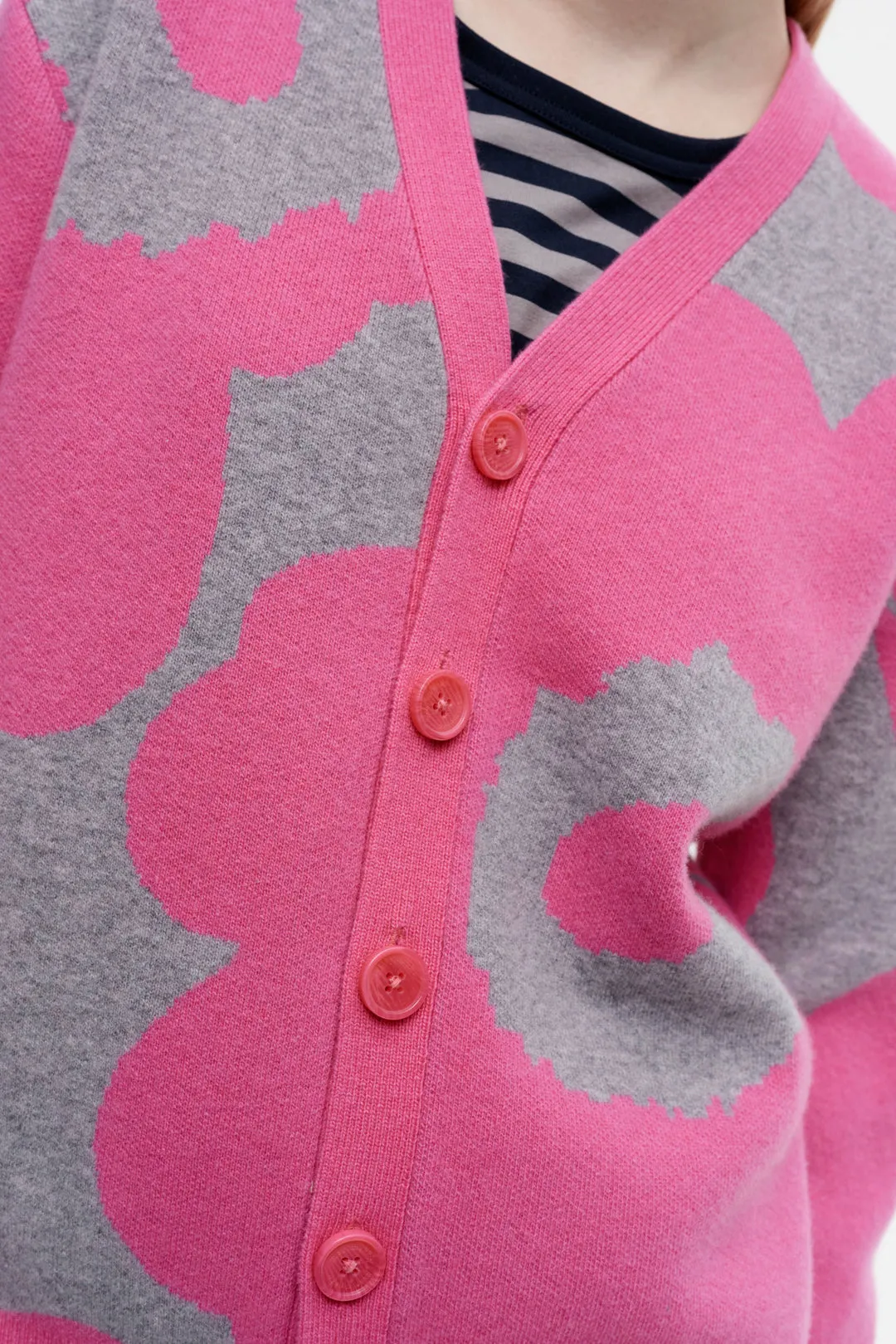 Marimekko Sif Unikko Wool Pink Cardigan