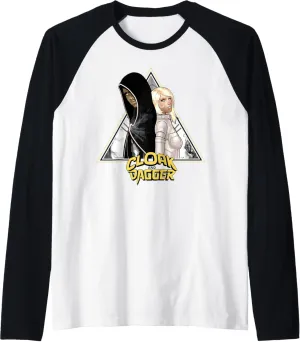 Marvel Cloak And Dagger Triangle Duo Portrait Raglan Baseball Tee